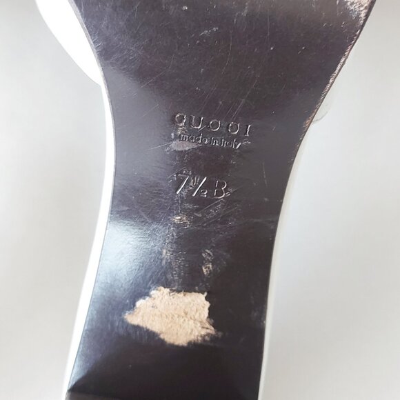 Tom Ford Era Gucci Slide Block Chunky Heel White Leather Comfy Mules Sandals - Picture 11 of 16